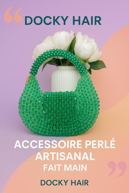 Sac perlé artisanal “Émeraude” – Pièce unique