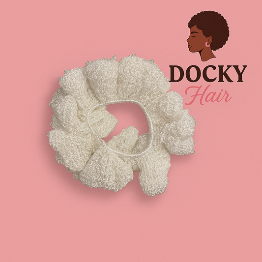 Chouchou en crochet blanc perlé