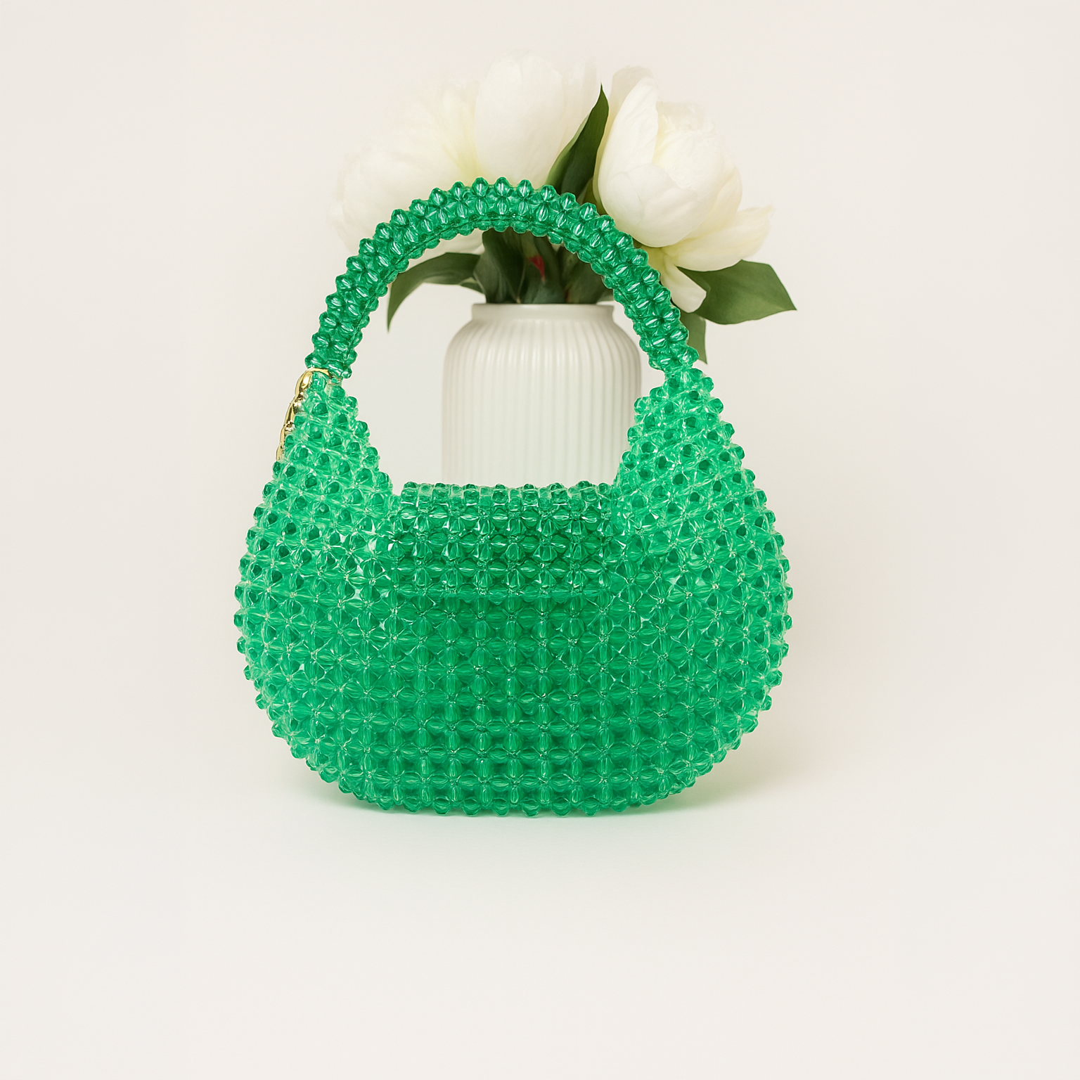 Sac perlé artisanal “Émeraude” – Pièce unique