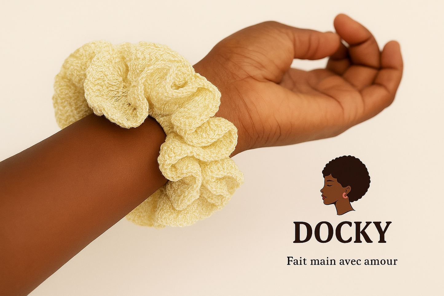 Chouchou en crocher Jaune Soleil