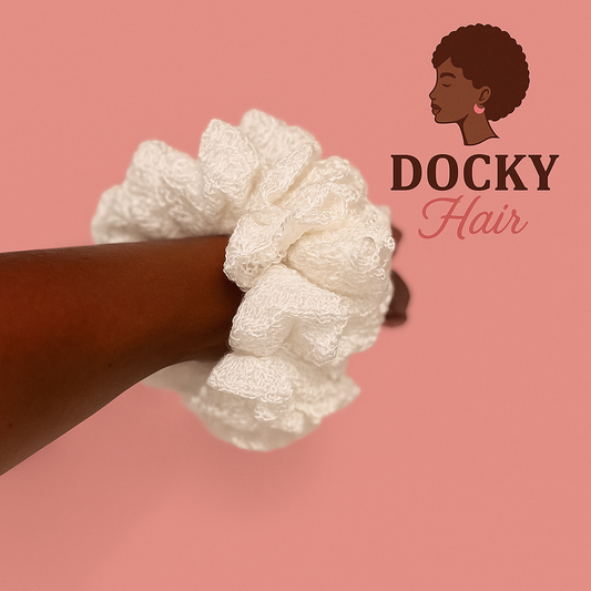 Chouchou en crochet blanc perlé