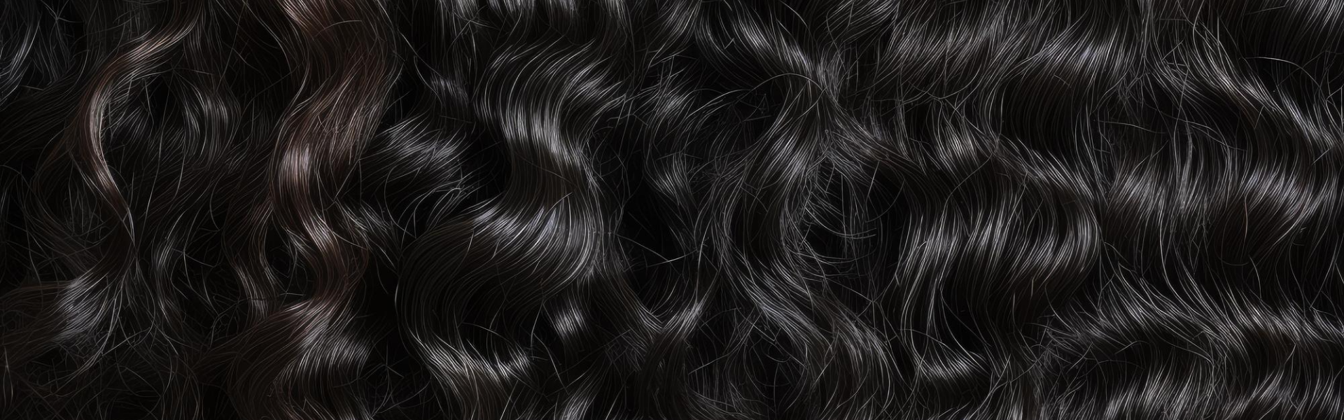 Texture d'extensions de cheveux ondulés noirs avec finition brillante et naturelle